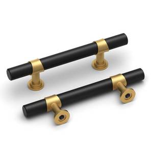 lot 52970 image: homdiy 10 Pack Black and Gold Cabinet Pulls 3 inch Black Cabinet Handles, Brushed Brass Black Drawer Pulls for Dresser, Gold Kitchen Cabinet Hardware