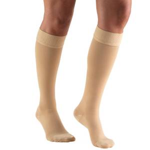 lot 52971 image: Truform 20-30 mmHg Compression Stockings for Men and Women, Knee High Length, Dot Top, Closed Toe, Beige, Large