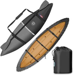 lot 52989 image: LIBZAKI 10.8-12ft 420D Kayak Cover AccessoriesCanoe Cover,High-Performance Fabric Unique Design Heavy Duty Waterproof & UV Protection Kayak Covers for IndoorOutdoor Storage-M-Gray