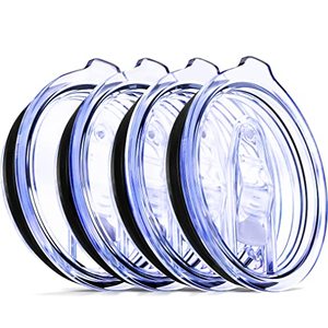 lot 53000 image: 4 Wine Tumbler Lids 12 oz Spill Proof - 2.9 inch Diameter - Replacement Silicon Slider Locking Closure - No Leak Splash Proof, 4 Lids For Tumbler Open Close by C&Berg