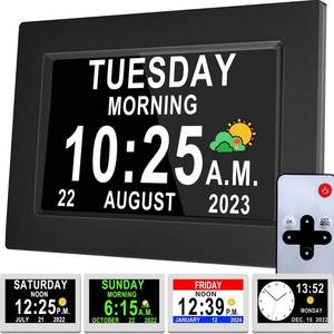lot 53003 image: Digital Clock with Date and Time for Elderly, 19 Alarms Dementia Clock, Auto DST, Custom Reminders, HD Photo Frame, Task Alert- Perfect Organizer for Home, Office & School