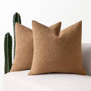 lot 53014 image: MIULEE Set of 2 Brown Throw Pillow Covers 20x20 Inch Decorative Couch Pillow Covers Textured Boucle Accent Solid Pillow Cases Soft for Cushion Chair Sofa Bedroom Livingroom Home Decor