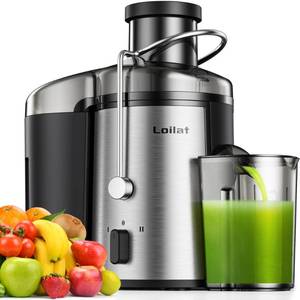 lot 53017 image: Juicer Machine, 500W Juicer with 3� Wide Mouth for Whole Fruits and Veg, Centrifugal Juice Extractor with 3-Speed Setting, Easy to Clean, Stainless Steel, BPA Free (Black)