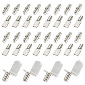 lot 53018 image: 60 Pieces Shelf Bracket Pegs Stainless Steel Shelf Pins Support, Nickel Plated Shelf Pins, 3 Styles