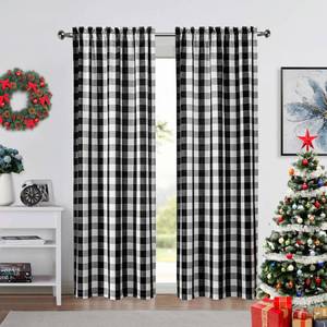 lot 53020 image: Bapawfish Plaid Buffalo Grey and White Curtain Panels 84 inch Length, Farmhouse Rustic Rod Pocket Window Treatment, for Bedroom & Living Room (2 Panels,40x84, Grey)