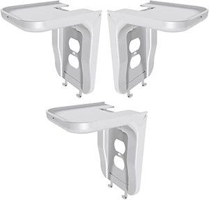 lot 53037 image: Suptek Wall Outlet Shelf 3 Pack,Home Wall Shelf Organizer for Outlets,Perfect for Bathroom,Kitchen, Bedrooms,Hold Cell Phone,Speaker up to 20lbs,With Cable Management and Detachable Hooks,White(S3W3)