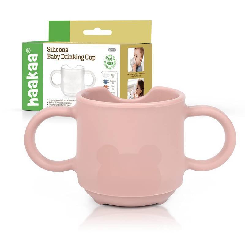 lot 1101 image: haakaa Silicone Toddler Cups, BPA Free Drop-Proof Training Cups for Baby 6 Months, 5 Ounce (Blush) Retail $14.94