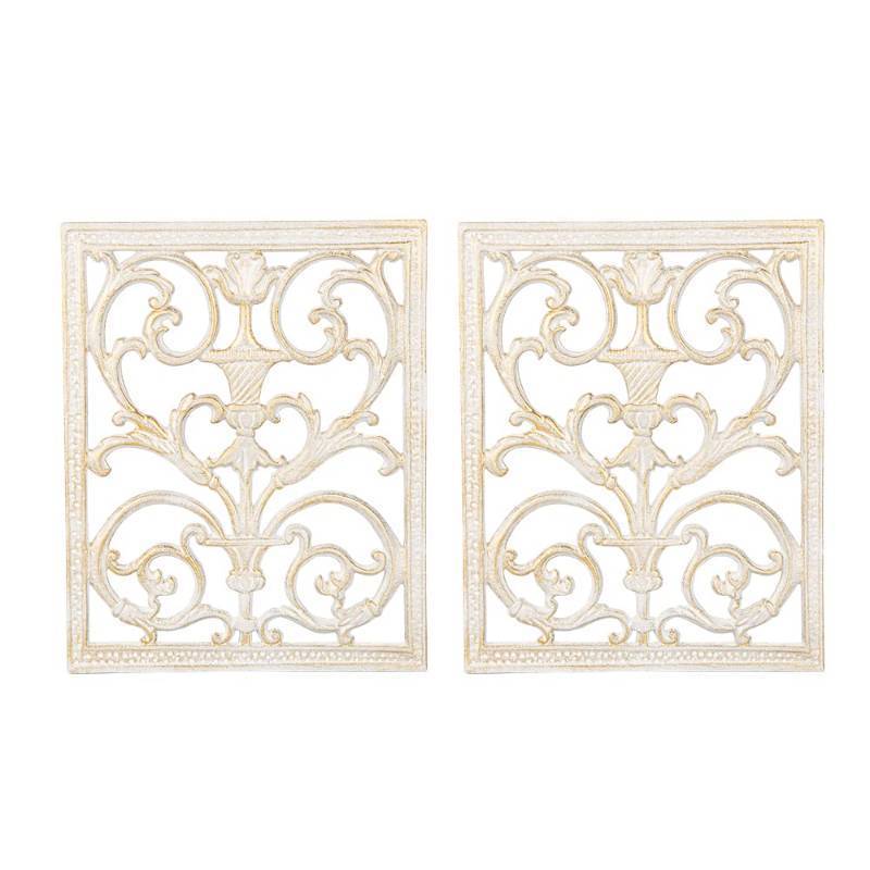 lot 1173 image: 2PC Beautiful Floral Carved Scroll Wall 12 x 15&nbsp Retail $52.07