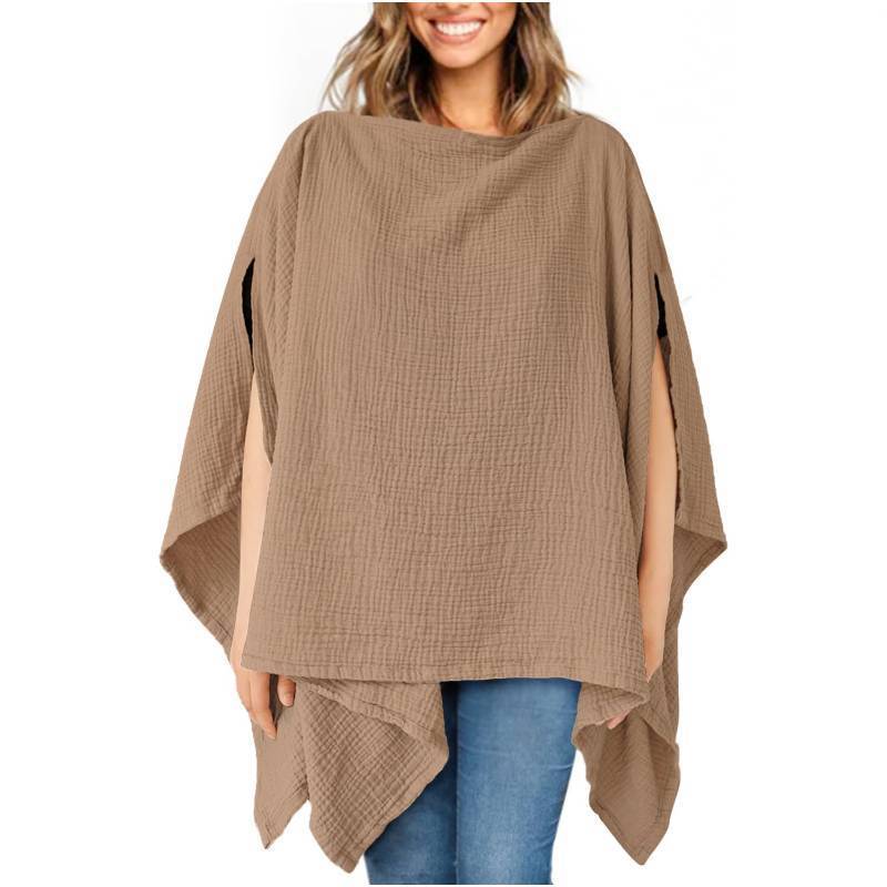 lot 1282 image: Muslin Nursing Cover for Breastfeeding, 360° Full Privacy Breathable 100% Cotton (Brown) Retail $20.75