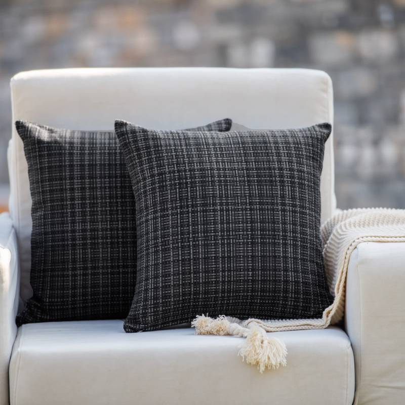 lot 1114 image: Farmhouse Outdoor Waterproof Throw Pillow Covers Pack of 2, 18x18 Inch Black Retail $14.57
