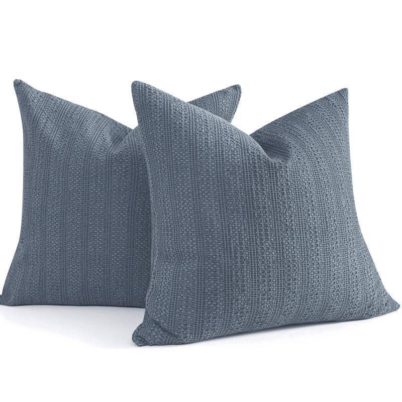 lot 1192 image: 26x26 Pillow Covers Decorative Euro Shams Set of 2 Cotton Blue Grey Retail $41.65