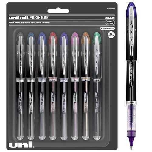 lot 1261 image: Vision Elite Rollerball Pens, Assorted Pens Pack of 8, Micro Pens with 0.5mm Ink, Retail $31.77
