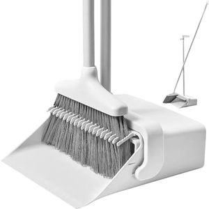 lot 1019 image: CQT Broom and Dustpan Set with 49 Longer Handle Standing for Home Kitchen Cleaner Floor Sweeping Upright Stand Up Dust pan Cleans Combo Retail $16.02