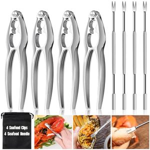 lot 1027 image: 8 Pcs Lobster Crackers and Picks Set, Crab Leg Cracker Tools, Stainless Steel Seafood Crackers & Forks Nut Cracker Set for Eating Stake Support Retail $14.26