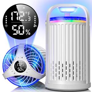 lot 1028 image: Fly Trap Indoor, 3-in-1 Fruit Fly Trap, Gnat Killer Indoor, Moth Traps - Bug Zapper Indoor with Temperature & Humidity Sensor, Catch Insects Indoors with Suction, Bug Light &9pcs Sticky Glue (White) Retail $54.99
