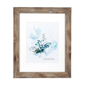 lot 1035 image: KAIWIN 100% Solid Wood Brown 11x14 Picture Frame 1 Pack Display Picture 8x10 with Mat, HD Glass Inside, Rustic Wooden Photo Frames for Wall Mounting Retail $21.24