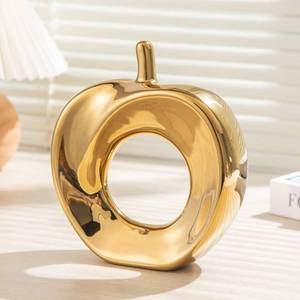 lot 1043 image: WEIDILIDU Apple Golden Ceramic Statue - Statue Home Decoration - Pottery Decoration Sculpture Large 9 Inch 6 Color Creative Home Bright Paint (Golden Apple) Retail $20.72