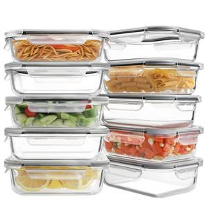 lot 1071 image: HOMBERKING 9 Pack Glass Meal Prep Containers, Food Storage Containers with Lids, Airtight Lunch Bento Boxes, BPA-Free & Leak Proof (9 lids & 9 Containers) - Grey Retail $39.99