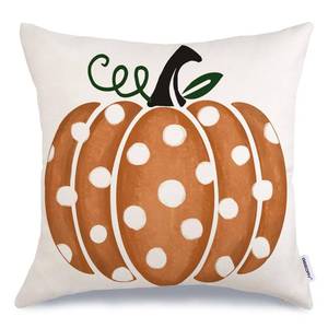 lot 1084 image: GEEORY Fall Pillow Covers 18x18 inch Polka Dots Pumpkin Throw Pillow Covers for Fall Thanksgiving Decorations Fall Party Pillows Decorative Pillow Covers for Couch Sofa Retail $13.99