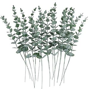 lot 1087 image: CEWOR 24pcs Eucalyptus Stems Artificial Eucalyptus Leaves Faux Greenery Branches Fake Flowers for Wedding Centerpiece Spring Easter Farmhouse Home Decoration Retail $11.50