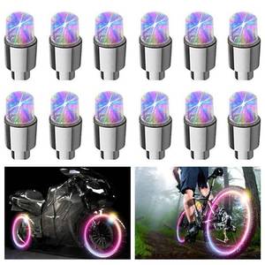 lot 1092 image: FICBOX 12 PCS LED Wheel Lights Flash Light Tire Valve Cap Lamp for Car Trucks Motorcycle Bike (Multicolor) Retail $15.45