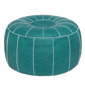 lot 1107 image: Thgonwid Unstuffed Handmade Moroccan Round Pouf Foot Stool Ottoman Seat Faux Leather Large Storage Bean Bag Floor Chair Foot Rest for Living Room, Bedroom or Wedding Gifts (Teal Blue) Retail $42.49
