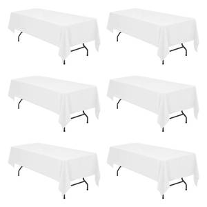 lot 1108 image: BRILLMAX 6 Pack White Tablecloths for 8 Foot Rectangle Tables 60 x 126 Inch - 8ft Rectangular Bulk Linen Polyester Fabric Washable Long Clothes for Wedding Reception Banquet Party Buffet Restaurant Retail $56.18