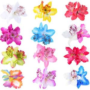 lot 1109 image: Lawie 12 Pack Fake Artificial Silk Orchid Flower Hair Clips Floral Barrettes With Alligator Brooch Pins Tropical Hair Pieces Tailand Beach Holiday Wedding Hairstyle Hawaiian Party for Women Girl Retail $16.23