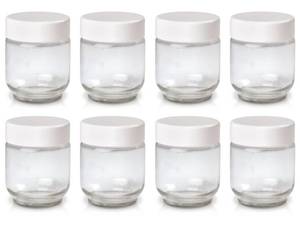 lot 1116 image: Euro Cuisine GY1920 Glass Jars with Lids for Yogurt Maker, Clear, 6 Ounce, Set of 8 6oz Glass Jars for Yogurt, Parfaits, Clear Yogurt Containers Retail $31.23