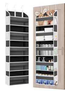 lot 1121 image: TAHAVICE 1 Pack Over The Door Storage Organizer with 5 Pockets 10 Mesh Pockets, 44 lbs Weight Capacity Door Hanging Organizers and Storage for Bedroom,Bathroom,Nursery,Kidroom,Babyroom,Dorm Room Retail $22.48