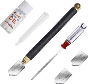 lot 1132 image: Glass Cutter Kit with Cutting Oil, 2mm-20mm Professional Cutting Head, Aotomatic Pencil Oil Feed Carbide Tip Glass Cutter Tool for Thick Glass Mosaic and Tile Retail $13.46