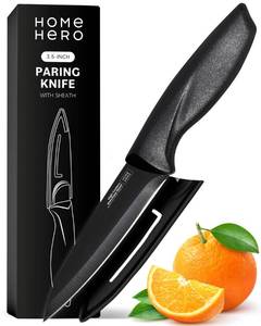 lot 1137 image: Home Hero 2 Pcs Paring Knife with Sheath - High Carbon Stainless Steel Chopping Knife with Ergonomic Handle - Razor-Sharp Multi-Purpose Kitchen Knife for Chopping Vegetable and Cooking Retail $9.99