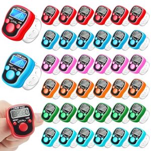 lot 1140 image: Tellegloww 36 Pcs Finger Counter Tally Counter Luminous Mini Handheld Clicker Counter 5 Digital Number LCD Electronic Display Counters Clickers for Coaching Swim Lap Walking Goods(Classic) Retail $29.77