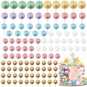 lot 1149 image: Acmee 115 PCS Ball Cake Toppers - Mini Balloon Cake Decorations Pastel Foam Balls Cupcake Picks DIY Cake Insert Toppers for Birthday Party Wedding Baby Shower - Rainbow Theme Retail $18.69