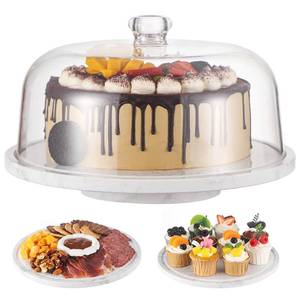 lot 1155 image: CherHome Marble Cake Stand��Rotating Cake Stand With Dome��Marble Cake Stand with Acrylic Lid Cover��Turnable Cake Display Stand Revolving Cake Plate Cake Holder Spinning Cake Platter with Cover Retail $49.99