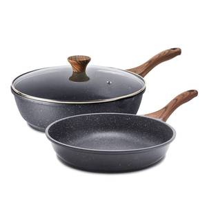lot 1159 image: SENSARTE Nonstick Frying Pan Skillets, Swiss Granite Coating Omelette Pans, Healthy Cookware Chefs Pan, PFOA Free(9.5 Inch Frying Pan and 5QT Saute Pan) Retail $57.99