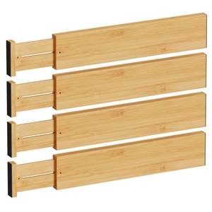 lot 1160 image: BAMEOS 4 High Drawer Dividers Bamboo Separators Organization Expandable Organizers for Kitchen Bedroom Bathroom Dresser Office 4-pack Retail $53.01
