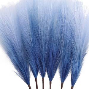 lot 1165 image: TENDER EPOCH 6 PCS Faux Pampas Grass Arrangement - 1845cm Artificial Fluffy Pompous Grass Stems for Boho Chic Home and Wedding Decor (Blue Gradient) Retail $13.46