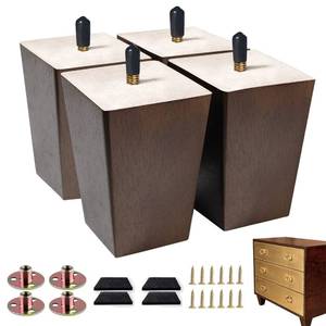 lot 1167 image: Txcucc Sofa Legs Square Bed Feet 4 inch Wood Replacement Leg for Furniture Set of 4, Dark Brown�� Retail $28.73