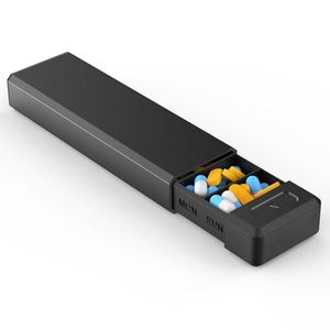 lot 1183 image: HEIYING Pill Organizer with Aluminum Shell for One Week Capacity, Portable 7 Compartments Pill Box Container to Hold Vitamin, Medicine, Supplements Retail $25.21