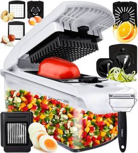 lot 1184 image: Fullstar Vegetable Chopper - Food Chopper - Onion Chopper - Vegetable Slicer & Spiralizer - Veggie Chopper with Container - Kitchen Gadgets - Home Essentials - Kitchen Accessories (9 in 1, White) Retail $49.99