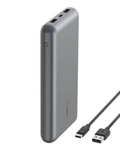 lot 1190 image: Belkin Power Bank, BoostCharge USB-C Portable Charger 20k w 1 USB-C Port and 2 USB-A Ports with USB-C to USB-A Cable for iPhone 16, 16 Plus, 16 Pro, 16 Pro Max, Samsung Galaxy S24, & More - Gray Retail 54.73