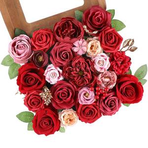 lot 1195 image: AGIRL Red Artificial Flowers Combo Fake Flowers Red Rose Silk Flowers Fake Floral Arrangements for DIY Wedding Bouquets Centerpieces Table Decor Baby Shower Home Decor Retail $26.24