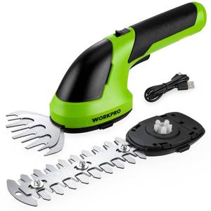 lot 1198 image: WORKPRO Cordless Grass Shear & Shrubbery Trimmer - 2 in 1 Handheld 7.2V Electric Grass Trimmer Hedge ShearsGrass Cutter Rechargeable Lithium-Ion Battery and Type-C Cable Included Retail $49.99
