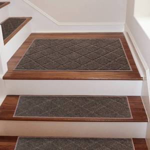 lot 1200 image: COSY HOMEER Edging Stair Treads Non-Slip Corner Indoor Stair Runners for Wooden Steps,Landing Slip Resistant Stair Rugs for Kids and Dogs, 100% Polyester TPE Backing,Brown Retail $38.73