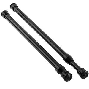 lot 1210 image: KXLIFE 2 Pack Small Spring Tension Curtain Rod 12 to 20 Inch, Thin Tension Rod No Drill for Window Cupboard Closet, Black Retail $10.02