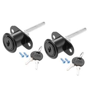 lot 1218 image: uxcell Drawer Desk Wardrobe Cabinet Plunger Lock, 34 Cylinder Diameter 1316 Cylinder Length, Zinc Alloy Black Surface, Keyed Different 2Pcs Retail $15.24