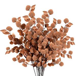 lot 1220 image: Sggvecsy 6 Pcs Fall Artificial Eucalyptus Stems Long Silver Dollar Leaves Fake Silk Eucalyptus Leaf Branches for Indoor Home Autumn Festival Thanksgiving Decor(Dark Brown) Retail $25.33