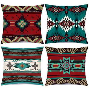lot 1226 image: RABUSOFA Western Decor Native American Pillow Covers 18x18 Inch,Southwestern Velvet Pillow Decorative Throw Pillow Case,Teal Burnt Cushion Cover for Couch Sofa Outdoor Set of 4 Double Side Print Retail $20.70