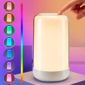 lot 1227 image: COOLNIGHT Touch Lamps for Nightstand Lamp, Multi-Color RGB Cordless Table Lamp,Dimmable Small Lamp for Nightstand,Cordless Lamps Rechargeable Battery Powered Lamp,Mini Lamp Mood Lighting Bedside Lamps Retail $14.98